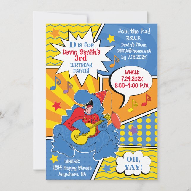 Dinosaur Birthday Party Einladung (Vorderseite)