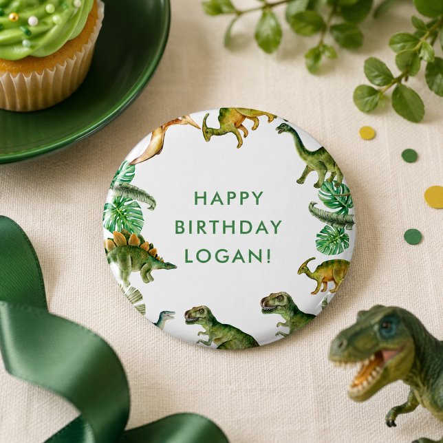 Dinosaur Birthday Party Foto Button (Dinosaur Birthday Party Photo Button)