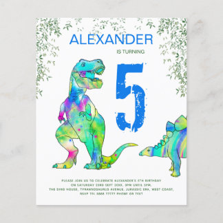 Dinosaur Birthday Party Haushalt Einladung Blue Fl Flyer