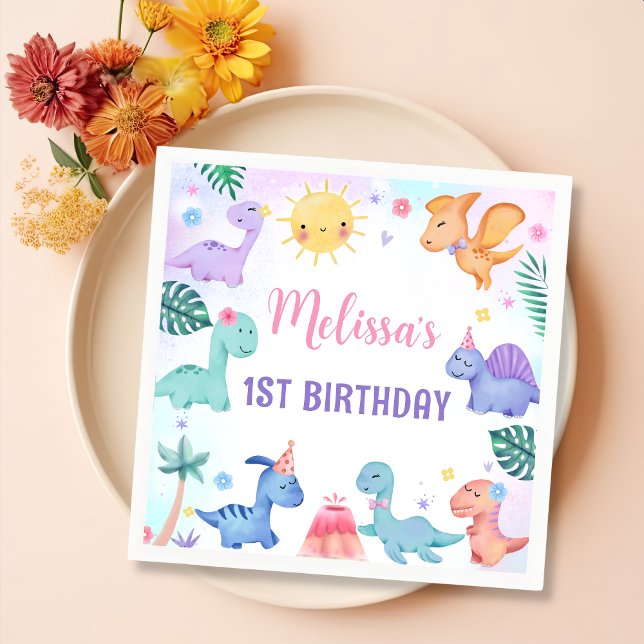 Dinosaur Birthday Party Napkins Serviette (Von Creator hochgeladen)