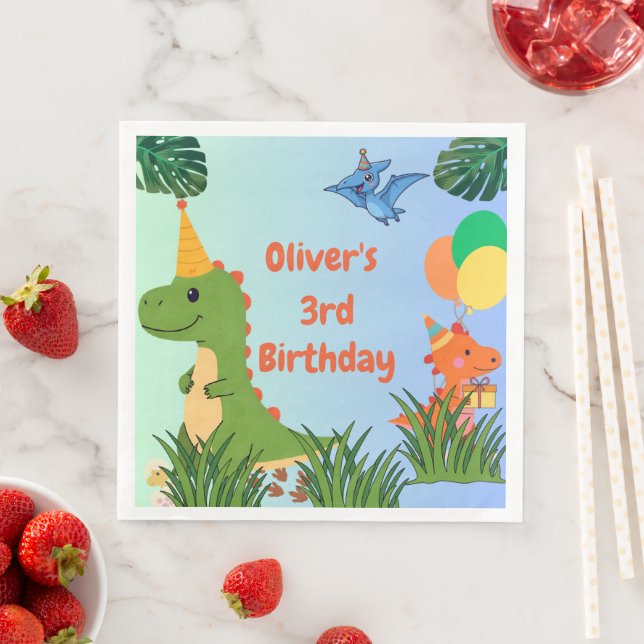 Dinosaur Birthday Party - Niedliches Dino-Thema Serviette (Beispiel)
