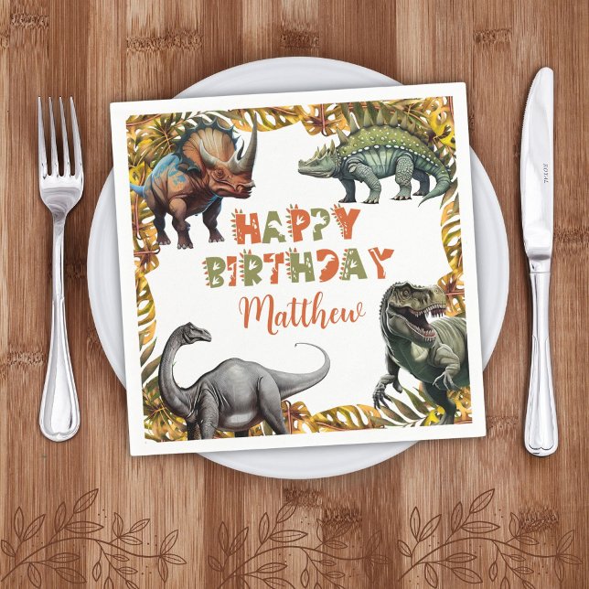 Dinosaur Birthday Party Paper Serviette (Von Creator hochgeladen)