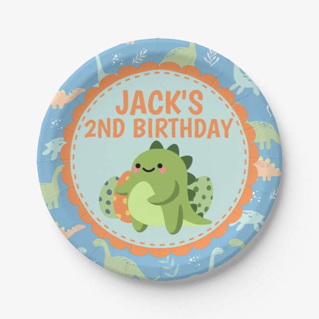 Dinosaur Birthday Party Paper Teller (Vorderseite)