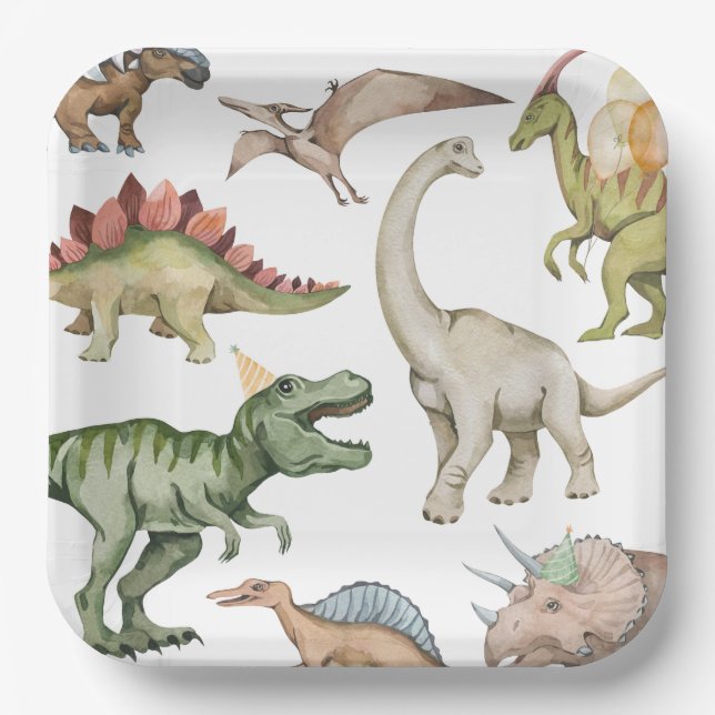Dinosaur Birthday Party Paper Teller (Vorderseite)