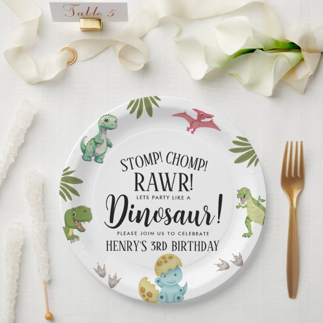 Dinosaur Birthday Party Pappteller (Hochzeit)