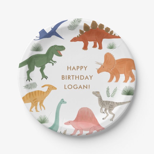 Dinosaur Birthday Party Pappteller (Vorderseite)