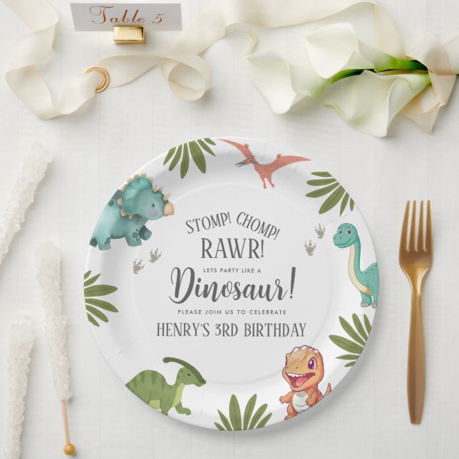 Dinosaur Birthday Party Pappteller (Hochzeit)