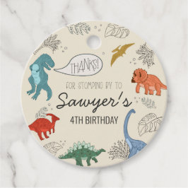 Dinosaur Birthday Round Gevor Tag Geschenkanhänger