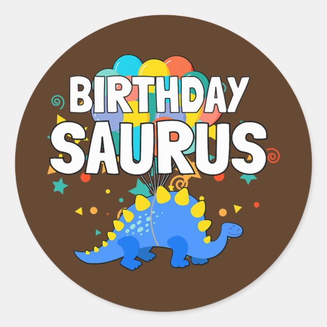 Dinosaur Birthday Saurus Boy Girl Family Matching Runder Aufkleber (Vorderseite)