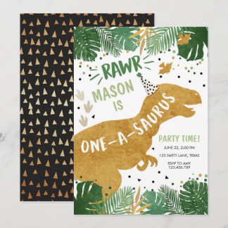 Dinosaur Birthday T-Rex Boy 1. Geburtstag Einladung