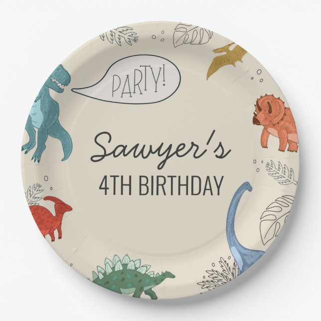 Dinosaur Birthday Teller (Vorderseite)