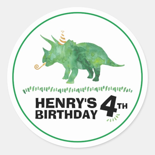 Dinosaur Birthday Triceratops Sticker (Vorderseite)