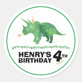 Dinosaur Birthday Triceratops Sticker