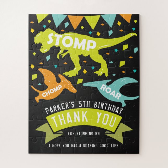 Dinosaur Birthday Vielen Dank Puzzle (Vertikal)