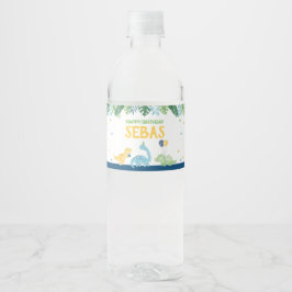 Dinosaur Birthday Wasserflaschenetikett