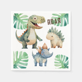 Dinosaur Birthday Watercolor Paper Napkin Serviette