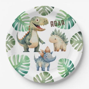 Dinosaur Birthday Watercolor Pappteller