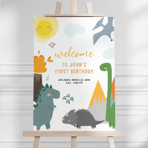 Dinosaur Birthday Welcome Sign Poster