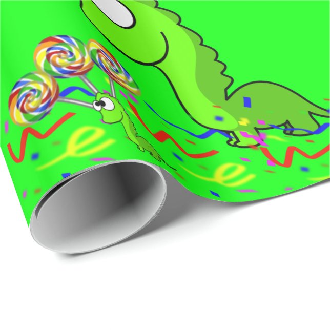 Dinosaur Birthday Wrapping Paper Geschenkpapier (Rolleneckpunkt)
