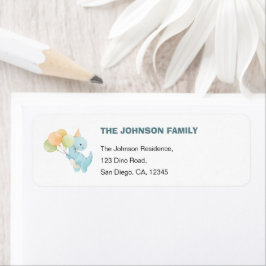 Dinosaur Blue 1st Birthday Return Address