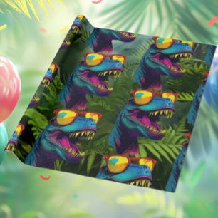 Dinosaur Blue Jungle T Rex Jurassic Cool Geschenkpapier