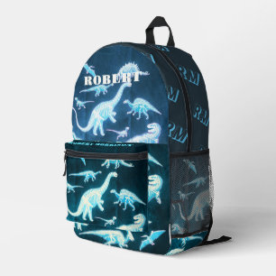 Dinosaur Blue Modern Fun Fluorescent Bedruckter Rucksack