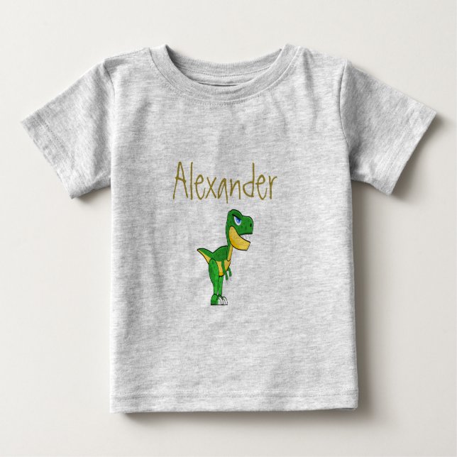 Dinosaur Blue Niedlich Custom Boy Baby T-shirt (Vorderseite)
