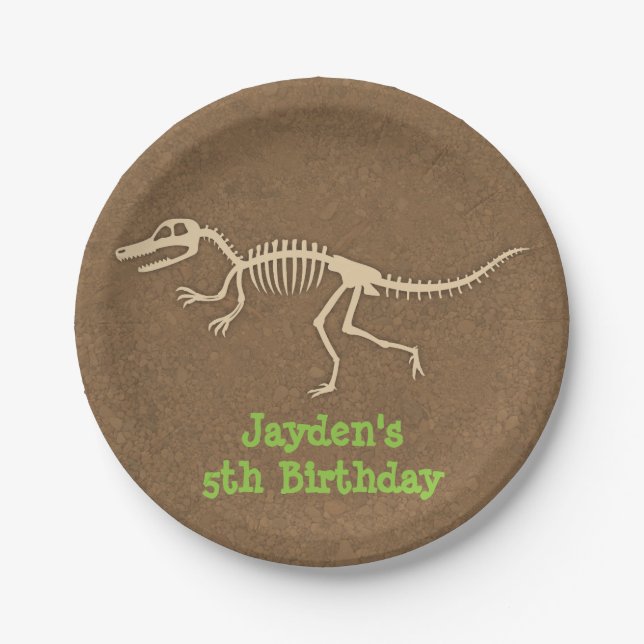 Dinosaur Bones Kids Birthday Party Supplies Pappteller (Vorderseite)