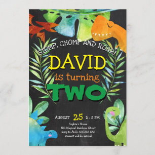 Dinosaur Boy 2. Geburtstag Boys Dino Party Einladung