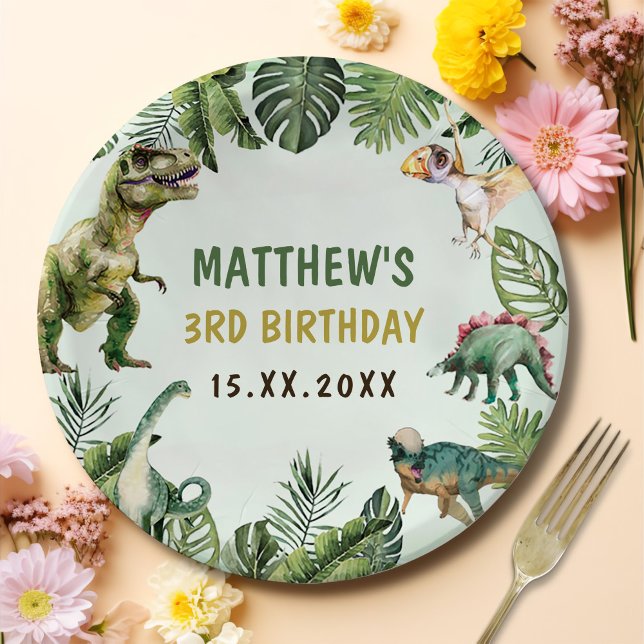 Dinosaur Boy 3. Geburtstag Party Pappteller (Von Creator hochgeladen)