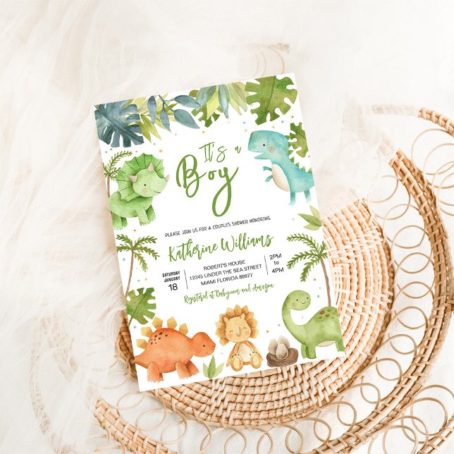 Dinosaur Boy Baby Shower Einladung (Von Creator hochgeladen)