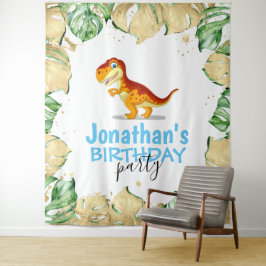 Dinosaur Boy BIRTHDAY Blue Hintergrund Wandteppich