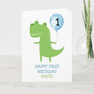 Dinosaur Boy Erster Geburtstag Ballon Kinder Niedl Karte