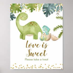 Dinosaur Boy Watercolor Liebe ist Sweet Sign Poster