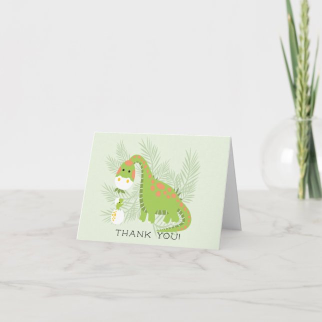 Dinosaur Boys Baby Shower Thank You Note Dankeskarte (Vorderseite)