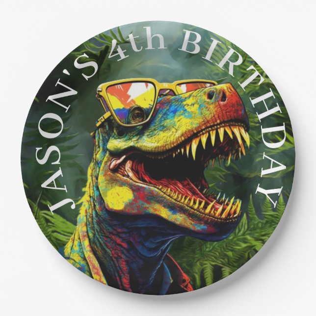 Dinosaur Boys Birthday Paper Teller (Vorderseite)