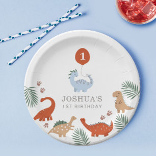 Dinosaur Boys Erster 1. Geburtstag Pappteller