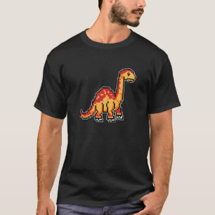 Dinosaur Brachiosaurus Pixel Retro Gaming Style T-Shirt
