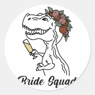 Dinosaur Bride Squad Bridesmaid Junggeselinnen-Abs Runder Aufkleber
