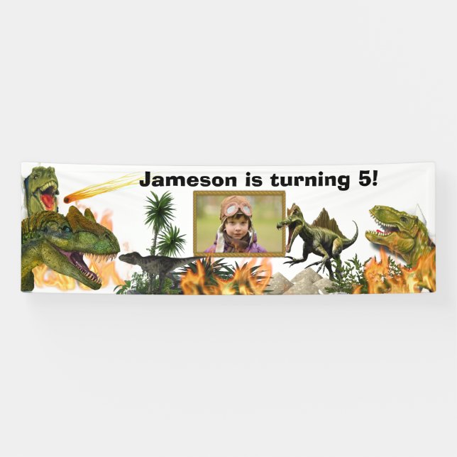 Dinosaur bröckelt T-rex Foto Jungs Banner (Horizontal)