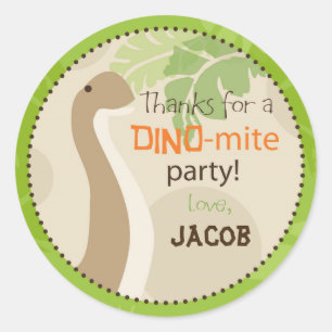 Dinosaur Brontosaurus Birthday Cupcake Topper Runder Aufkleber