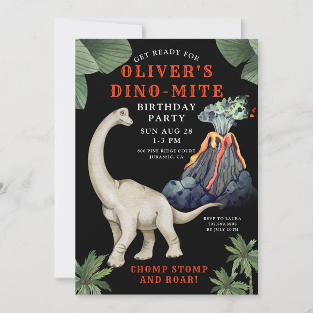 Dinosaur Brontosaurus Geburtstagsparty Einladung (Vorderseite)