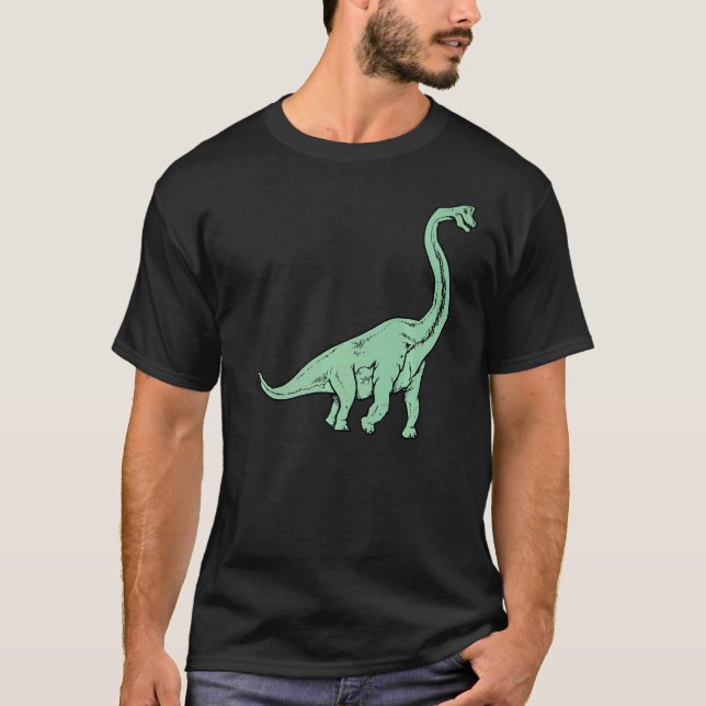 Dinosaur Brontosaurus Niedlich Prehistorischer Foo T-Shirt (Vorderseite)