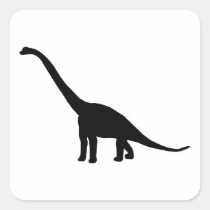 Dinosaur Brontosaurus Schwarz und Weiß Quadratischer Aufkleber