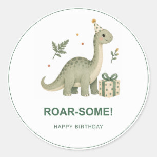 Dinosaur BRÜLL-lender Geburtstag Runder Aufkleber