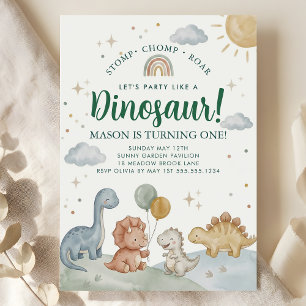 Dinosaur Brüllt Beißt Brüllt 1. Geburtstagsfeier J Einladung
