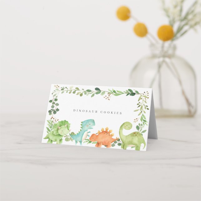 Dinosaur-Buffet-Etiketten Platzkarte (Vorderseite)