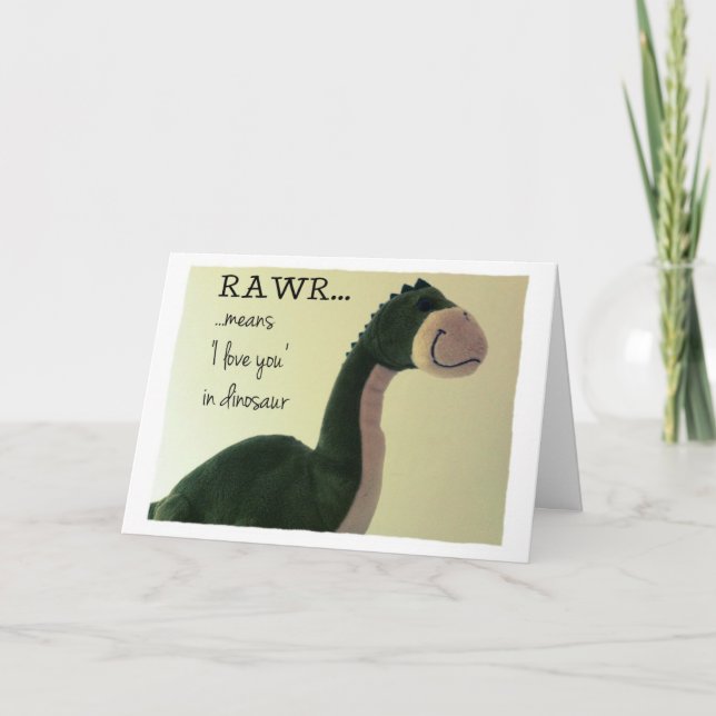 Dinosaur Card Rawr bedeutet "I Liebe you" in Dinos Karte (Vorderseite)