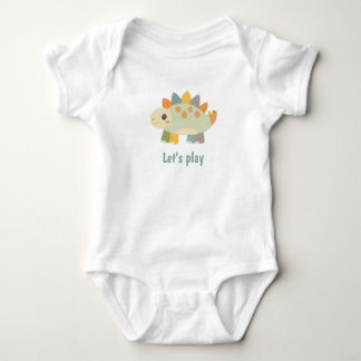 Dinosaur Cartoon Style Personalized Baby Bodysuit Strampler