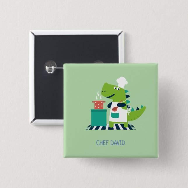 Dinosaur chef badge button (Vorne & Hinten)